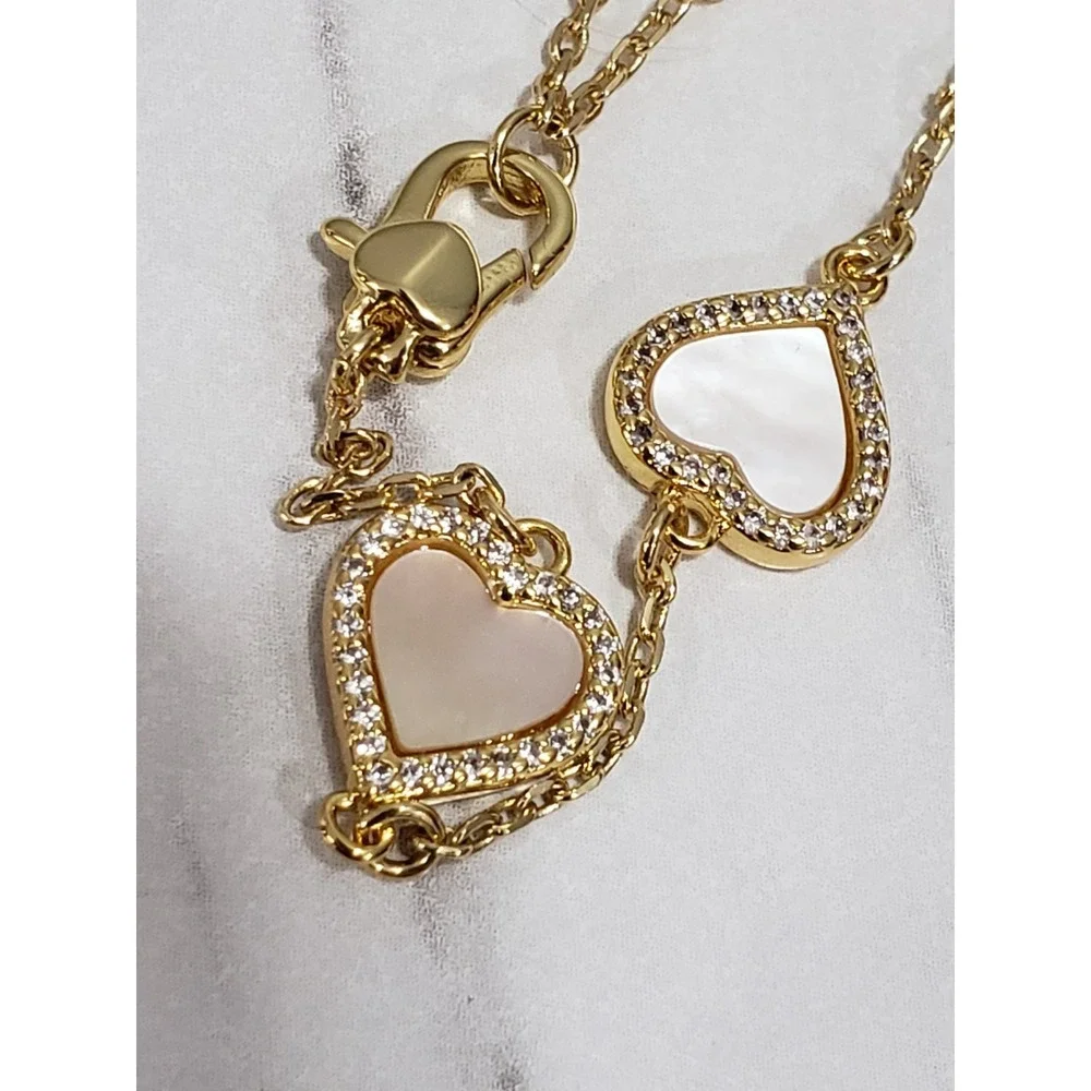 kate spade heart bracelet dainty gold tone mother of pearl line - Picture 3 of 4